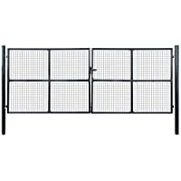 vidaXL Puerta de Malla Jardín Acero Galvanizado 400x150cm Gris Verja Terraza